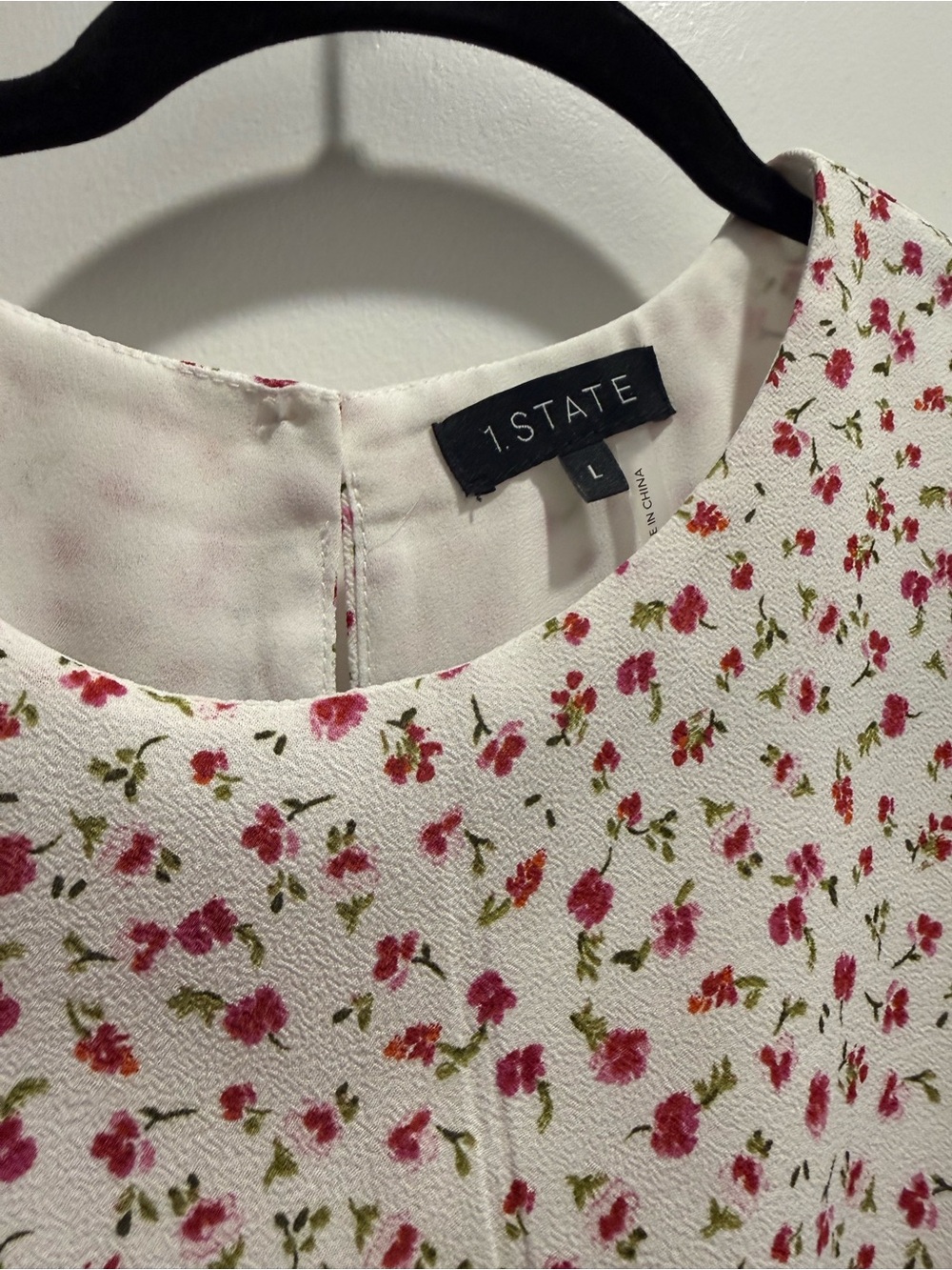 1.STATE White Mini Dress with Pink Floral Print